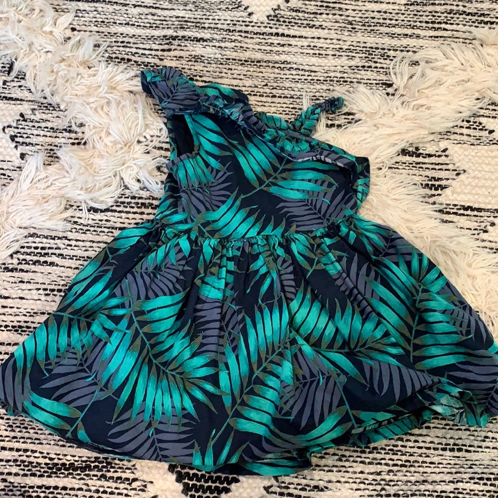 2t palm cotton one shoulder dress navy
